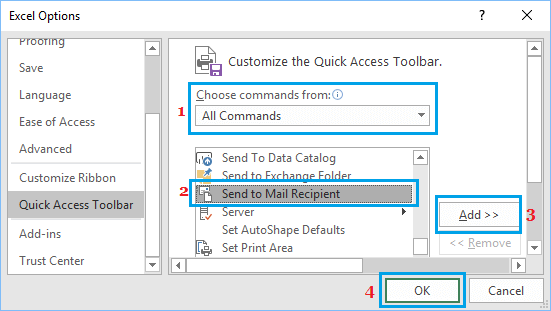 Add Send to Mail Recipient Option in Excel