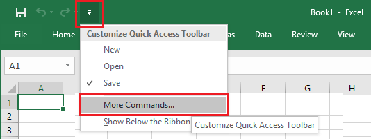 Customize Quick Access Toolbar Option in Excel