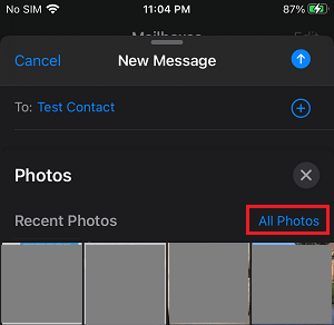 Todas las opciones de fotos en la aplicación Mail del iPhone