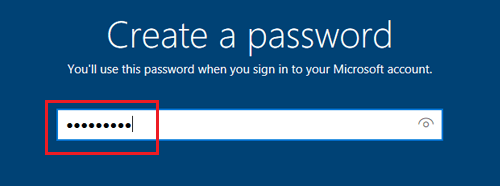Create User Account Password Screen During Windows 10 Setup