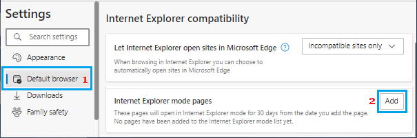 Add Website to Open in Internet Explorer