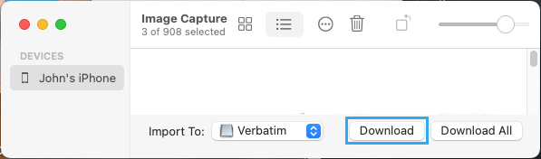 Download Photos from iPhone to External Hard Drive Using iMage Capture