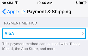 Method of Payment Option on iPhone 