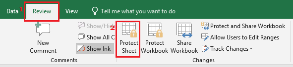 Protect Worksheet Option in Excel