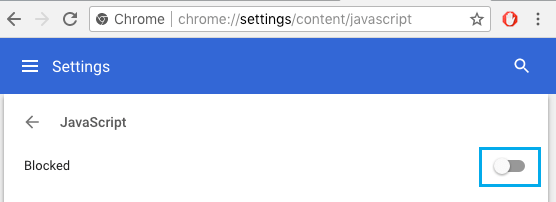 JavaScript Disabled in Chrome Browser