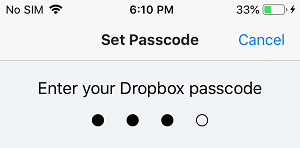 Setup Passcode For Dropbox App on iPhone