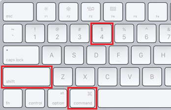 Command. Shift and 4 Keys on Mac