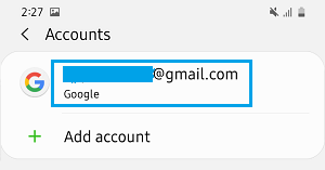 Selecciona la cuenta de Gmail en el teléfono Android
