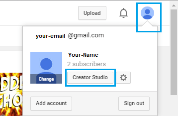 YouTube Creator Studio Button
