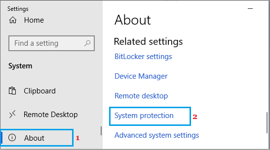 Open System Protection on Windows PC