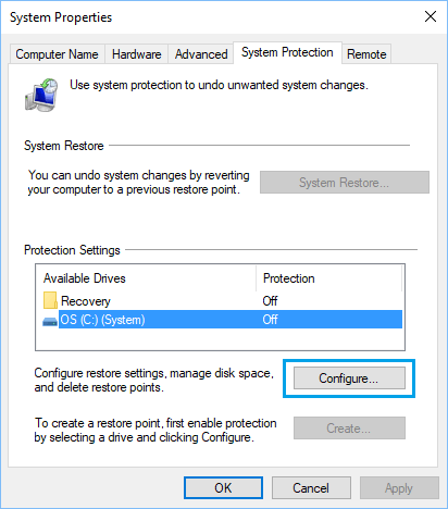 Configure System Properties in Windows 10