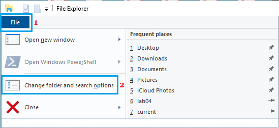 Change Folder and Search Option in Windows File Explorer