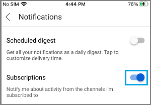 Enable Notifications from Subscribed Channels on YouTube