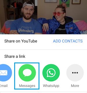 Share YouTube Video Using Messages App on iPhone 
