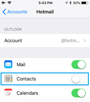 Disable Email Account Contacts on iPhone