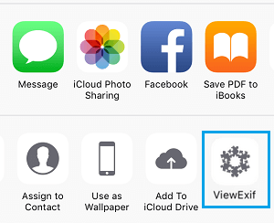 ViewExif Option in iPhone Share Menu