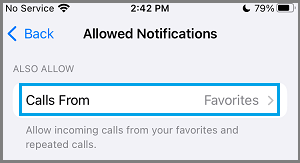 Opción de permitir llamadas desde el iPhone