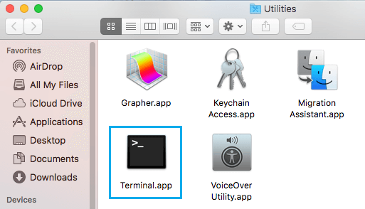Aplicación Terminal en Mac
