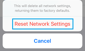 Reset Network Settings Popup on iPhone