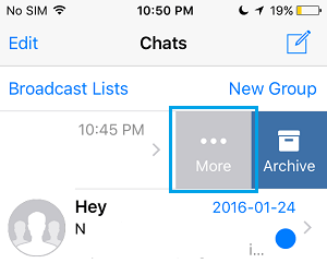 WhatsApp Group More Option Tab on iPhone