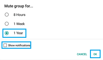 WhatsApp Group Mute and Notifications Settings