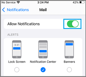 Activar las notificaciones de la aplicación Mail en el iPhone