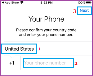 Introduce el número de teléfono en la aplicación Telegram