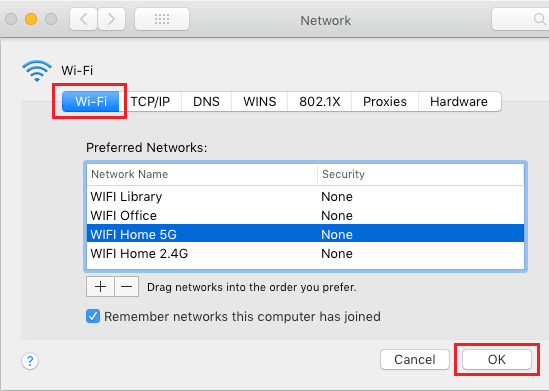 Elige la red WiFi preferida en el Mac