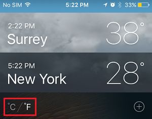 Seleccionar la unidad de visualización de la temperatura en el iPhone