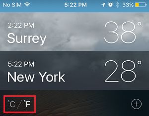 Select Unit of Temperature Display on iPhone