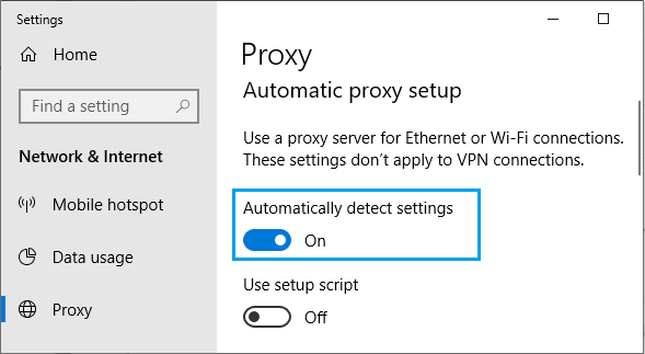 Automatically Detect Proxy Settings Windows PC