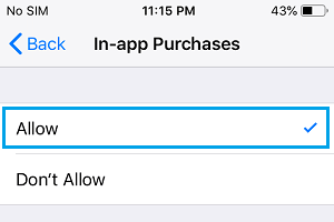 Permitir las compras dentro de la aplicación en el iPhone