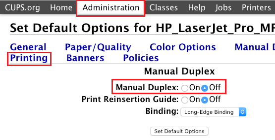 Set Duplex Mode For Mac Printer to OFF Using CUPS 