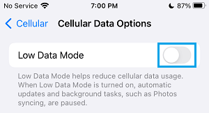 Desactivar el modo de datos bajos en el iPhone