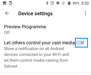 Disable Let others control your cast media option