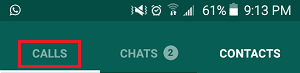 Calls Tab in WhatsApp On Android Phone 