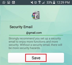 Enter Security Email Into AppLock App on Android Phone