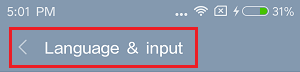 Back Arrow Language & Input on Xiaomi Phone