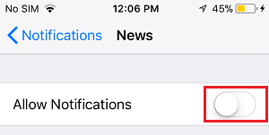 Disable Notifications From News App on iPhone