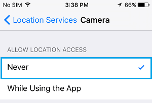 Disable Location Services For Camera App on iPhone