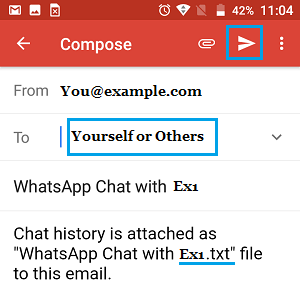 Send WhatsApp Chat Through Gmail on Android Phone