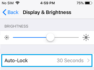 Auto Lock Option on iPhone