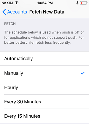 Fetch Emails Manually on iPhone