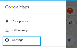 Settings Option in Google Maps On iPhone