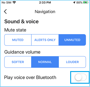 Disable Play Voice Over Bluetooth Option in Google Maps