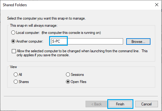 Select Computer On Which Shared File Is Located