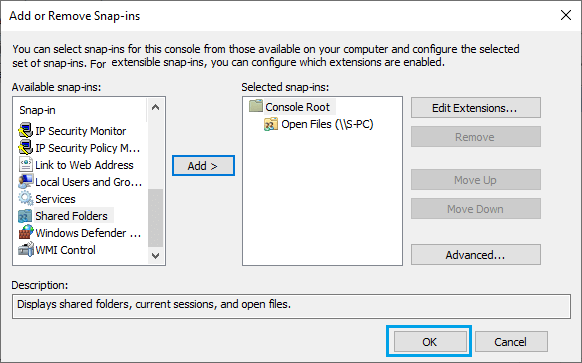 Add Snap-in to Manage Another Computer