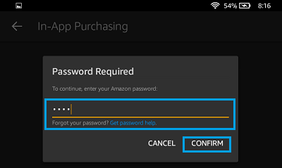 Enter Amazon Password on Kindle Fire