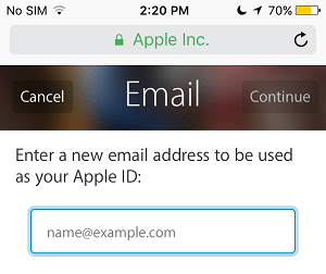 Enter New Apple ID