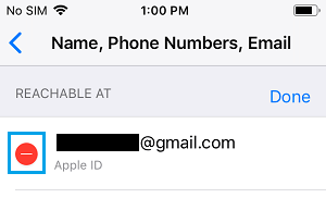 Remove Apple ID Email Option on iPhone